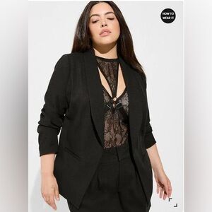 Torrid Studio Pique Longline Classic Fit Blazer Black Jacket Size 1X or 14-16